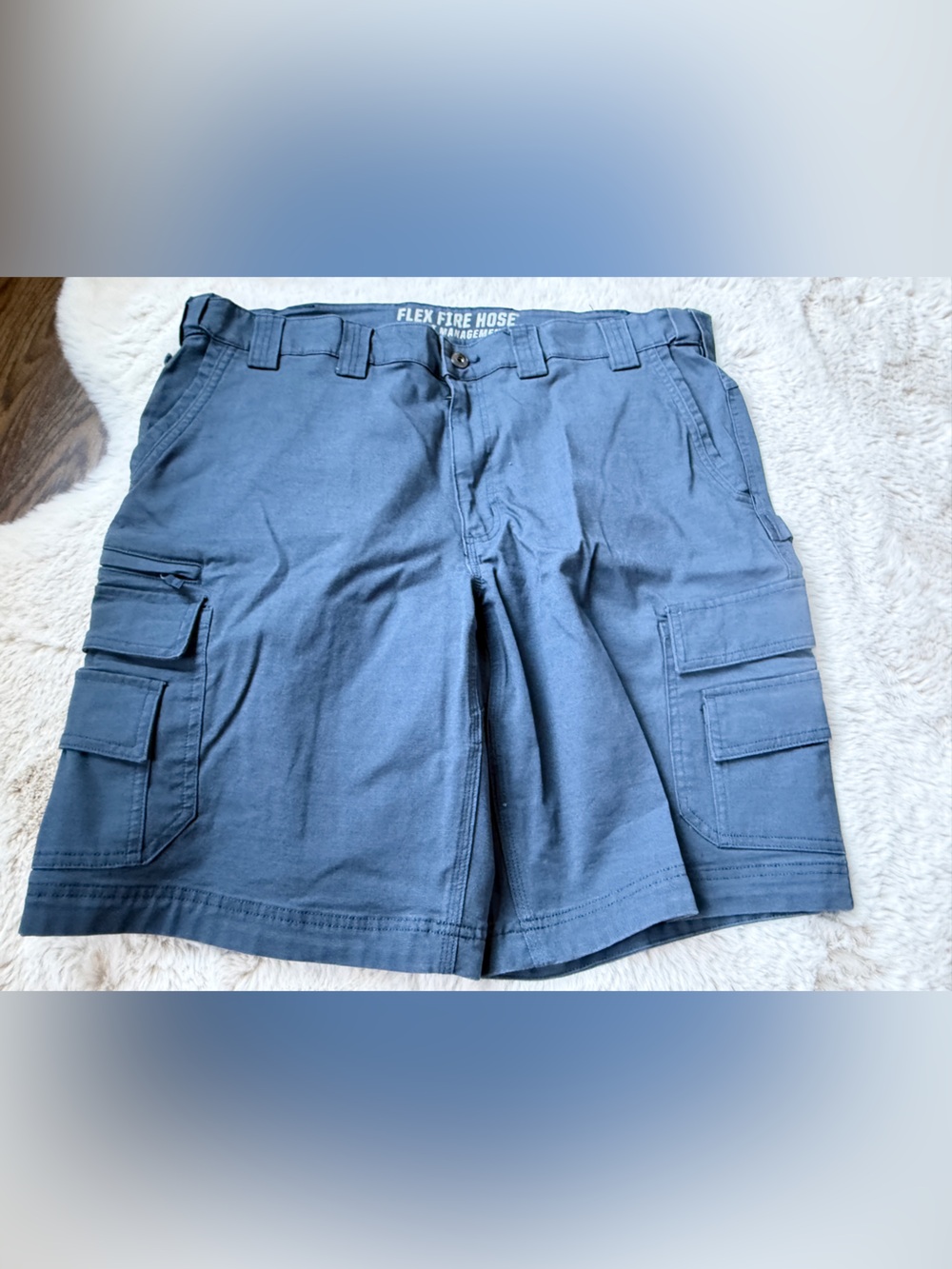 Duluth Men’s flex Firehose sweat management Cargo Shorts — Slate Blue 40 waist